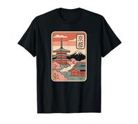 Kyoto Japón Vintage Monte Fuji Templo Retro Kanji Diseño Camiseta