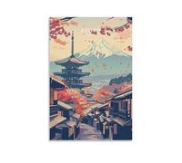 Kyoto Tokyo City Japonés Fuji Wall Art Paintings Canvas Prints Poster Artwork for Living Bedroom Bathroom Office Home Decor 20x30inch (50x75cm)