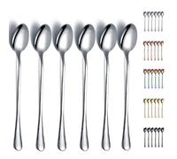 Kyraton Cucharas de té helado de acero inoxidable con mango largo de 7.5 pulgadas, para mezclar, café, agitar, cóctel y café con leche, paquete de 6