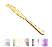 Kyraton Golden Juego de 6 cuchillos de mesa, Titanio Chapado en Oro Acero Inoxidable 22,8 cm Steak Cuchillos Set Cuchillos de mesa, Cubiertos Cuchillo de mantequilla Cuchillos Set Cubiertos.
