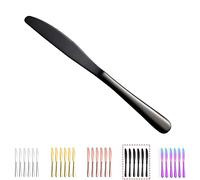 Kyraton Negro Juego de 6 cuchillos de mesa, Titanio Chapado Negro Acero Inoxidable 22,8 cm Steak Cuchillos Set Mesa, Cubiertos Cuchillo de mantequilla Cuchillos Set Cubiertos Set.