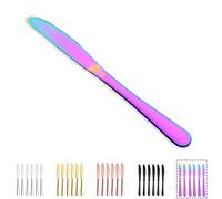 Kyraton Rainbow Juego de 6 cuchillos de mesa, Titanio Chapado Arco Iris Acero Inoxidable 22,8 cm Steak Cuchillos Set Mesa, Cubiertos Cuchillo Mantequilla Cuchillos Set Cubiertos Set.
