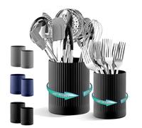 Kyraton Set de 2 Porta Utensilios de Cocina, Rotativo 360° Extragrande en Plástico para Encimera + Pequeño Recipiente para Cubiertos, Cepillos de Dientes, Plumas y Lápices de Oficina .