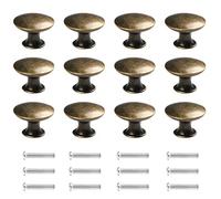 Kyrio 12 piezas de perillas de bronce antiguo Vintage tiradores de 30 mm perillas redondas de latón para muebles de baño de cocina cajón de gabinete,verde