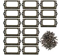 Kyrio 50Pcs Titulares de etiquetas de metal Cajón de muebles Gabinete Titular de la tarjeta Placa de identificación Placa de etiqueta Marcos con tornillos