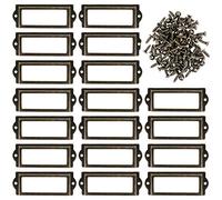 Kyrio 50Pcs Titulares de etiquetas de metal Muebles cajón Gabinete Titular de la tarjeta Placa de identificación Placa de etiqueta Marcos con tornillos