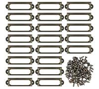 Kyrio 50Pcs Titulares de etiquetas de metal Muebles cajón Gabinete Titular de la tarjeta Placa de identificación Placa de etiqueta Marcos con tornillos