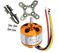 Kyrio A2212 / 6T Motor sin escobillas 2200KV Outrunner Motor sin escobillas Kit de accesorios RC con soportes para aviones RC Plane Glider Quadcopter Helicopter Copter Multi-copter (2200KV)