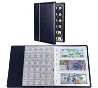 Kyrio Álbum de la colección de monedas,150 bolsillos monedas 24 piezas papel moneda caja de almacenamiento,Titular de la colección de monedas para suministros de colección, Bills Pennies Quarters