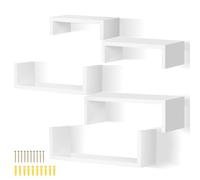 Kyrio Juego de 5 estantes flotantes para pared, estantes decorativos, estantes de madera blanca, para dormitorio, cocina, sala de estar, decoración de pared de oficina