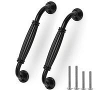 Kyrio Paquete de 12 tiradores de puerta de armario, tiradores de cajón de arco largo negro mate para muebles de cocina y dormitorio (agujero central de 128 mm / 5 ")