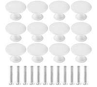 Kyrio Pomos para cajones, muebles y cajones, estilo vintage, latón envejecido, diámetro de 30 mm, para armario, cajón, cocina (12, blanco)