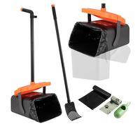 Kyrio Pooper Scooper - Kit de cubo giratorio y rastrillo con mango de 46 pulgadas de largo, con 55 bolsas de residuos, pala de excrementos de perro, pala portátil para patio, césped, tierra o grava