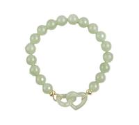 Kysin Chiys Pulsera de cuentas de jade entrelazadas, ajustable, ajustable, con dije de jade verde sintético, joyería de amor para mujeres y hombres, adjustable, Piedra, No es una piedra preciosa