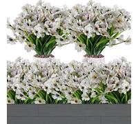 KYSUN 12 Paquetes de Ramos de Flores de Violeta Artificiales, Resistentes a los Rayos UV, para arreglos Florales, centros de Mesa (Blanco)