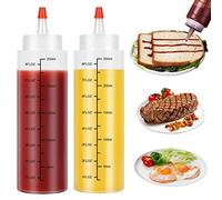 KYSUN 2 pcs Botella de Salsa,250ml Condimento Botellas con Tapas,Botella de Ketchup,Condimento Botellas,Botella Biberon de Salsas,para Salsa BBQ Aceite de Oliva Ketchup Mostaza