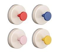 KYSUN 4 Ganchos de Ventosas de Colores Dopamine, Ganchos para Toallas de Baño Resistentes al Agua y a la Humedad, Ganchos Multi-Funcionales para Baños y Cocinas (Rosa+Rojo+Amarillo+Azul)