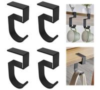 KYSUN 4PCS Gancho de Aluminio para Escritorio de Computadora de Oficina, Soporte para Auriculares, Gancho para Mochila, Proporciona un Lugar Conveniente para Colgar Auriculares o Bolsa (Negro)