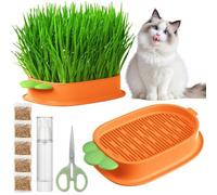 KYSUN Cuencos de Hierba para Gatos con 1 Tijeras de Hierba, macetas de Gran Capacidad, de Material ABS para Gatos y Semillas, Bandeja para Plantas Interiores y Exteriores
