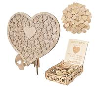 KYSUN Libros de Visitas Boda, Libro de Firmas de Madera para Bodas con 100 Corazones, Regalos de Bautismo Decoraciones de Mesa de Fiesta de Boda, Marco de Boda Alternativo, Libro Firmas Boda Madera