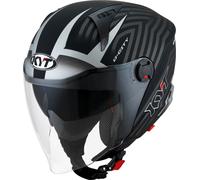KYT D-City Lucent Casco Jet, negro mate/plateado, Talla XS (53/54)