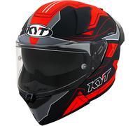 KYT R2R LED, casco integral S male Mate Negro/Rojo/Gris