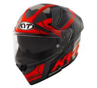 KYT R2R Octane Rojo Casco De Moto (Negro Mate/Rojo) Talla: M (57)