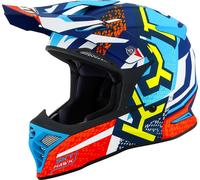 KYT Skyhawk Hyperflow Casco de motocross, Azul mate/rojo, Talla M (57/58)