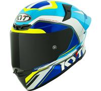 KYT TT-Revo Grand Prix Casco, blanco/azul, Talla L (59/60)