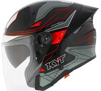 KYT TTR-JET LED, casco abierto XS male Negro/Gris/Rojo