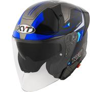 KYT TTR-Jet Led Casco Jet, negro/azul, Talla M (57/58)