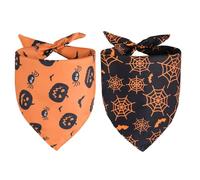 Kytely Halloween Dog Bandanas 2 Pack, Reversible Triangle Dog Bandanas for Boy and Girl, Multiple Sizes Offered, Pumpkin and Spider Web Bibs Fall Pet Scarf, Premium Durable Fabric (Small)