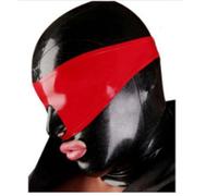 KYTFLCG LáTex Cabeza Cubrir LáTex MáScara de Cabeza Capucha de Goma Cremallera Trasera Muestra tu Boca Hecho a Mano para Unisex(Size:XXL)