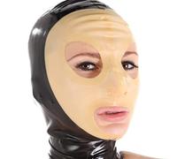 KYTFLCG LáTex Cabeza Cubrir Látex Natural LáTex MáScara de Cabeza Cremallera Trasera Hecho a Mano para Fiesta Abierta Ojos y Boca(Size:L)