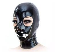 KYTFLCG Látex Cabeza Cubrir Negro Látex Máscarade Cabeza Capucha para Cosplay Fiesta Ropa Juego de Roles(Size:XXL)