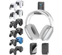 Kytok Soporte para Auriculares y Mando, Soporte Universal de Pared para Mandos Xbox/PS5/PS4/Nintendo Switch, Plegable Soporte 12 Mando y Cascos Pared, Organiza Accesorios Gaming, Negro, 6 Piezas