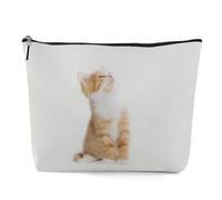 Kytpyi Bolsa de Maquillaje, Neceser Mujer, Personalizado Lindo Gato Neceser Viaje como Cumpleaños Festival Regalo para Amante de los Gatos, Lino-algodón Neceser Maquillaje para Vida Diaria Viajar
