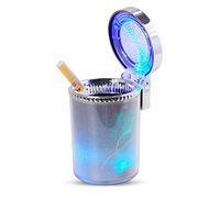 Kytpyi cenicero coche, cenicero portatil, Cenicero creativo de iluminación colorida con luz LED y soporte desmontable, Cenicero autoextinguible portátil con 2 orificios para cigarrillos