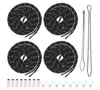 Kytpyi Cordón de Repuesto para Sudadera con Capucha, 4 Piezas 160cm Cordón para Pantalones de Jogging con 8 Puntas para Cordones 2 Pinzas Enhebrar Agujas, para Bolsos, Zapatillas Deportivas (Negro)