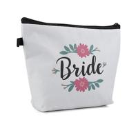Kytpyi Novia Bolsa de Maquillaje, Neceser Mujer, Tema de Boda Neceser Viaje para Novia, Poliéster Neceser Maquillaje Personalizado Portátil como Boda Luna de Miel Fiesta Regalo