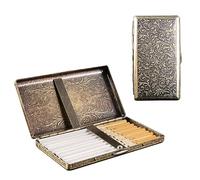 Kytpyi Pitilleras para Cigarrillos, Pitillera, Pitilleras para Cigarrillos mujer, Elegante Pitillera de Metal Vintage Portátil, Tabaco Box para hombre, Capacidad para 20 cigarrillos (Oro)