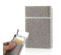 Kytpyi Pitilleras para Cigarrillos, Pitillera Tabaco de Liar, Humedad A Prueba de Sudor Diamante Pitillera Mujer para 20 Cigarrillos Delgados, para Vida Diaria, Actividad Empresarial (Plata)