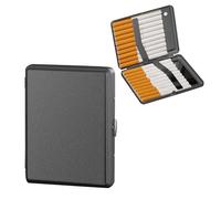 Kytpyi Pitilleras para Cigarrillos, Pitillera Tabaco de Liar, Pitillera Metal Moda Sencilla para 16~20 Cigarrillos con Ranura para Encendedor, Portátil Pitillera Mujer Hombre para Regalo (Gris)