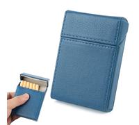 Kytpyi Pitilleras para Cigarrillos, Retro Cuero PU Pitillera Tabaco de Liar, Humedad Resistente al sudor Portátil Pitillera para 20 Cigarrillos, para Vida Diaria, Actividad Empresarial (Azul)