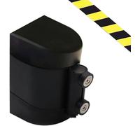 KYUEPONG Barrera con cinta retráctil, Barrera de cinturón retráctil atracción magnética negra, con accesorios montaje