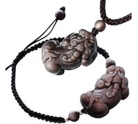 KYUEPONG Collar de Feng Shui, Feng Shui Riqueza Collar Pulsera Plata Obsidiana Pixiu Cristal Talismán Piedra(One Set)