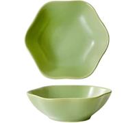 KYUEPONG Cuenco para salsa, Plato for salsa, plato de cerámica con forma de flor creativa de 2/4 piezas, tazón for sopa, aperitivos, Dim Sum(Green,4 piece)