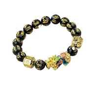 KYUEPONG Pulsera de Feng Shui, Feng Shui Pixiu Obsidian Bracelet Crystal Bangle(Small for Women)