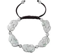 KYUEPONG Pulsera Feng Shui, Pulsera de jadeíta Pixiu la fortuna Feng Shui Colgante cinco pixiu Fácil ajustar Gema chakra cristal grado A Aporta riqueza y previene el mal