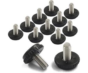 Kyuionty Paquete de 12 niveladores de muebles ajustables de 5/16 a 18, patas niveladoras roscadas de acero inoxidable para sillas, patas de taburete/gabinetes